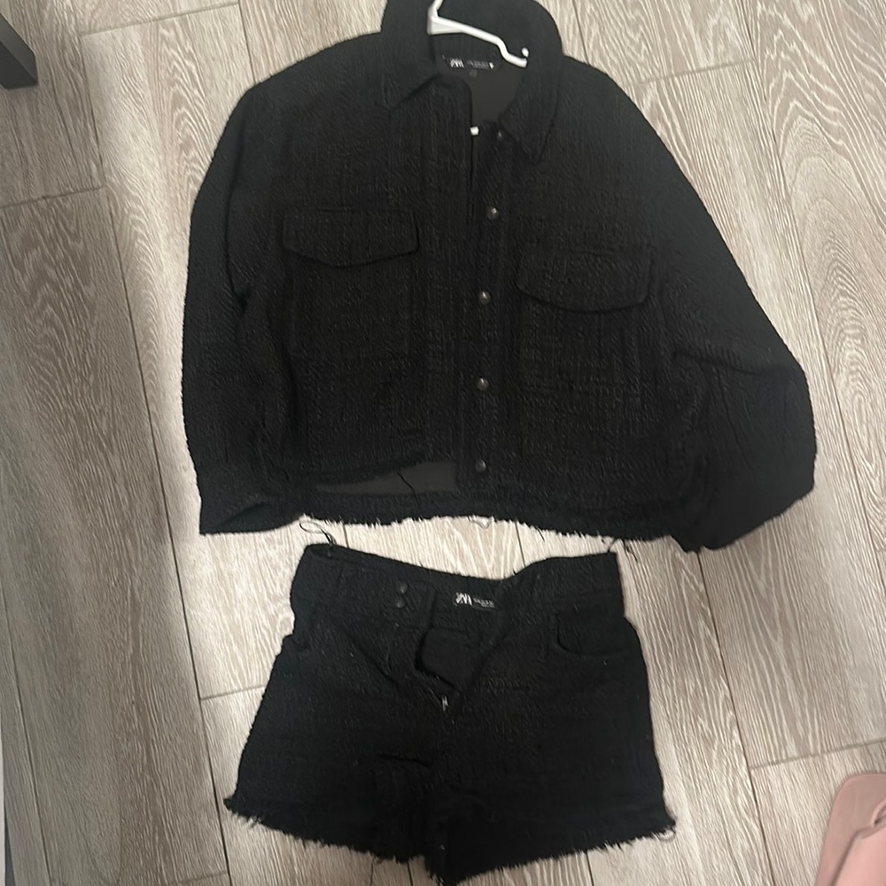 Black Zara tweed jacket/ short set. Worn once.
